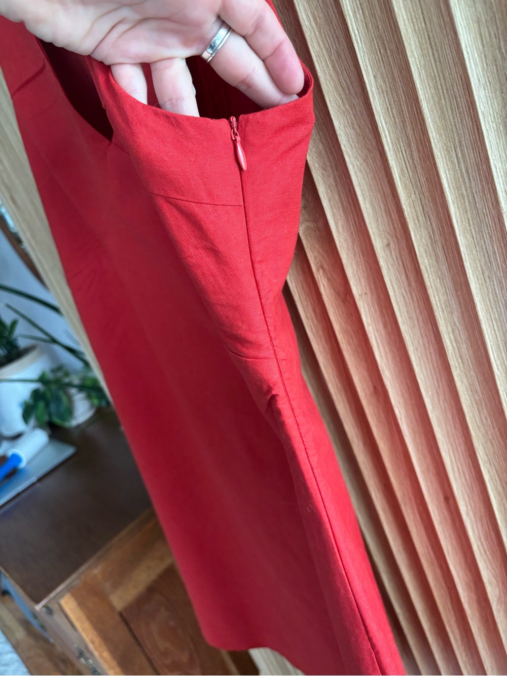 Commense Sleeveless Orange Linen Blend Mini Dress - Picture 7 of 8